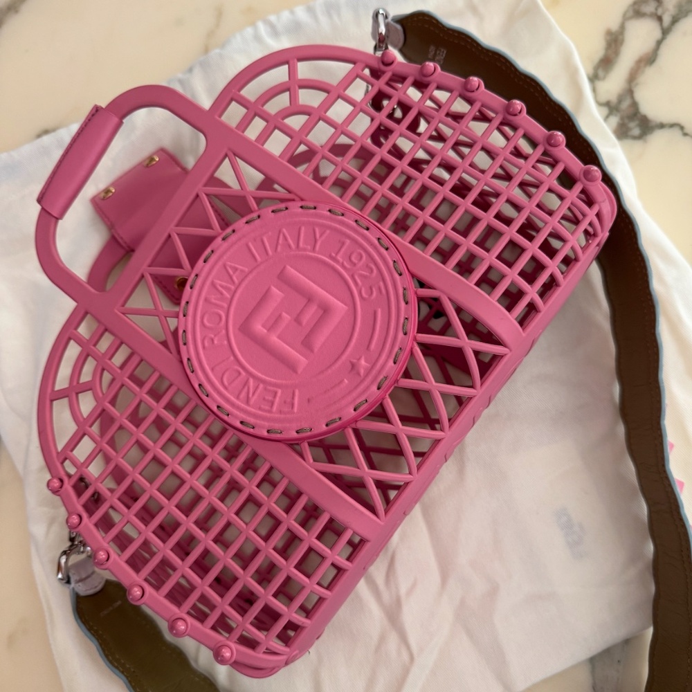 Fendi Basket Small Pink Recycled Plastic Mini-Bag Purse